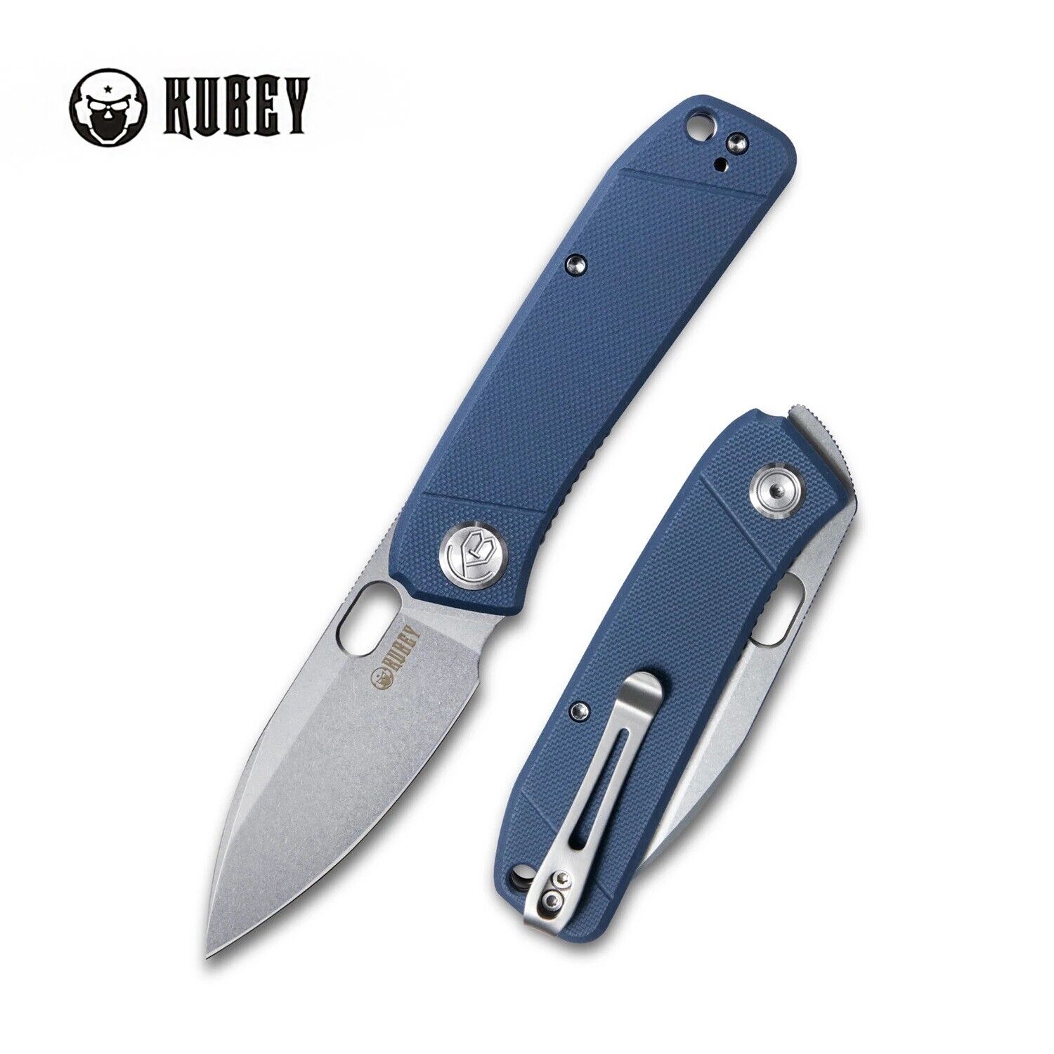 Kubey Hyde Folding Knife Denim Blue G10 Handle 14C28N Drop Point Plain KB2104D