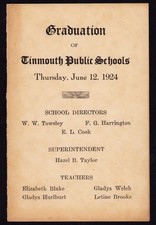 1924 Tinmouth Public Schools Vermont Graduation Pamphlet Document Brochure picture