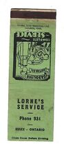Lorne's Service / Gasoline - Essex, Ontario   Matchcover  Old Gas Pumps picture