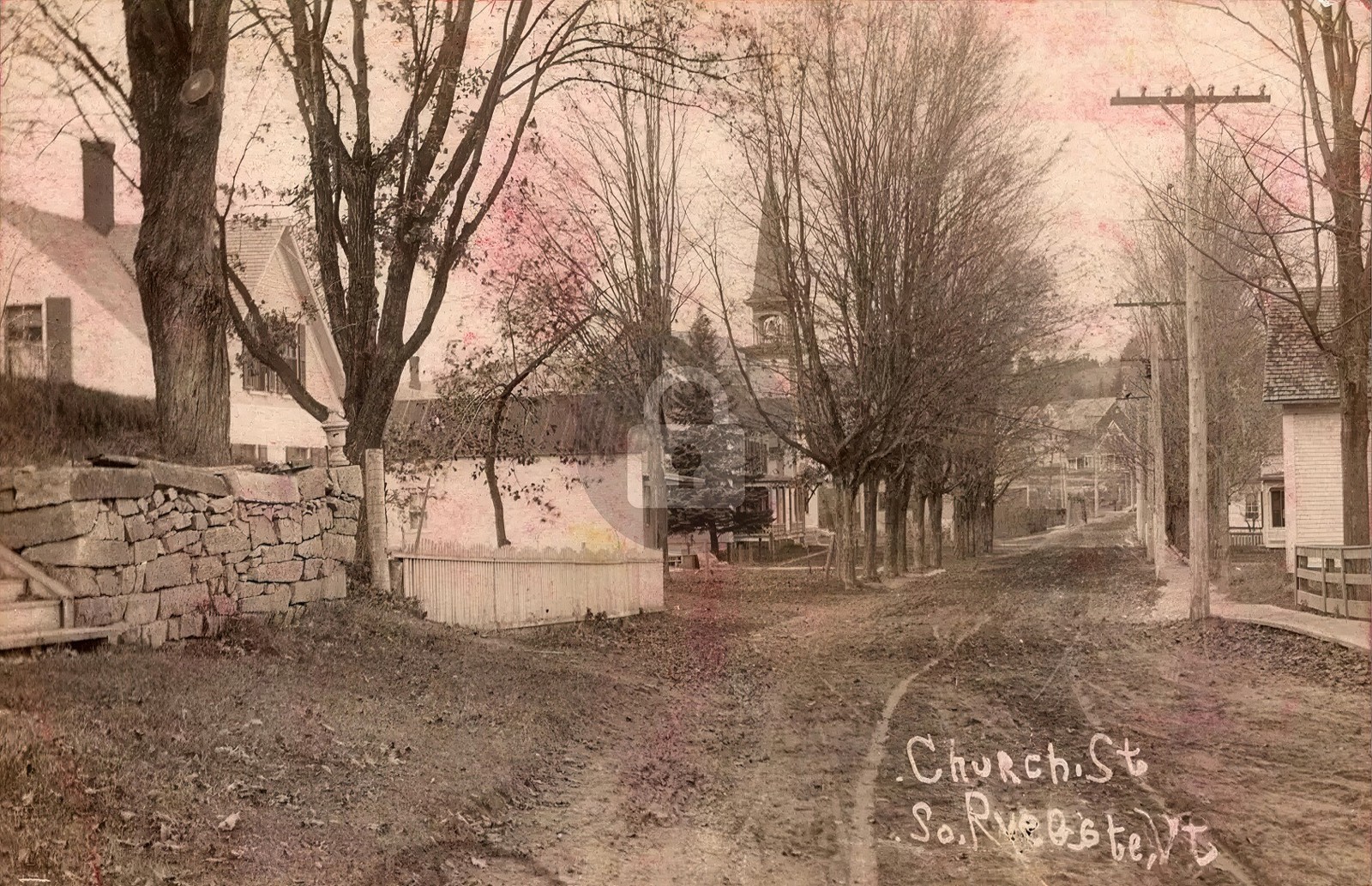 Dirt Road View Church Street South Ryegate Vermont 1911 RPPC Photo Postcard COPY Dirt Road View Church Street South Ryegate Vermont 1911 RPPC Photo Postcard COPY
