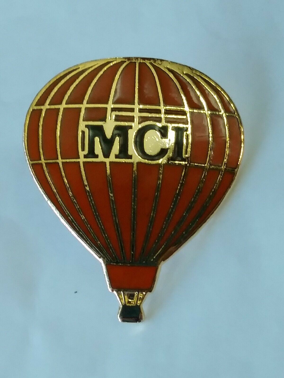 MCI Orange Hot Air Balloon Lapel Pin Telecommunications Vintage
