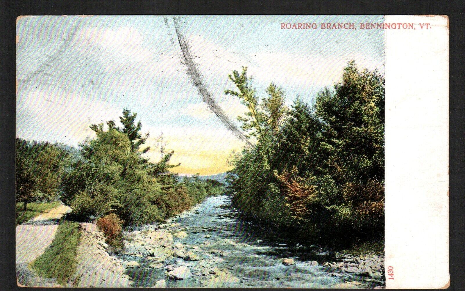 Antique Old Postcard Roaring Branch Bennington VT Flag Cancel 1907Battenville NY