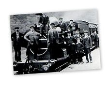 SMALL VINTAGE MOUNTED RAILWAY PRINT STATION STAFF AT LOOE STATION CORNWALL 1890s picture