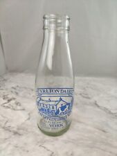 Vintage Carlton Dairy Clear Glass 568 ML Milk Bottle, Nun Monkton York, England  picture