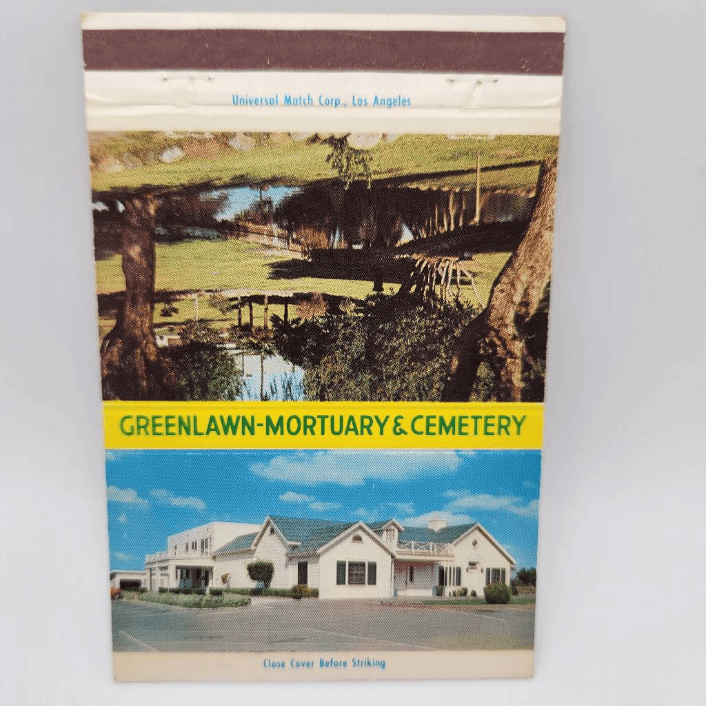 Vintage Matchcover Greenlawn Mortuary & Cemetery Bakersfield California