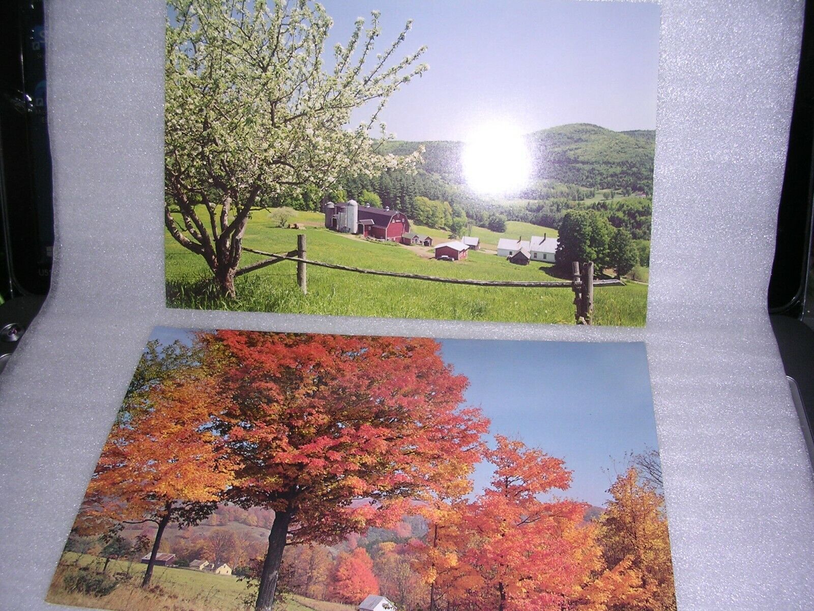 Large Vermont Spring (Barnet) & Fall  (Pomfret) Scenes Postcards