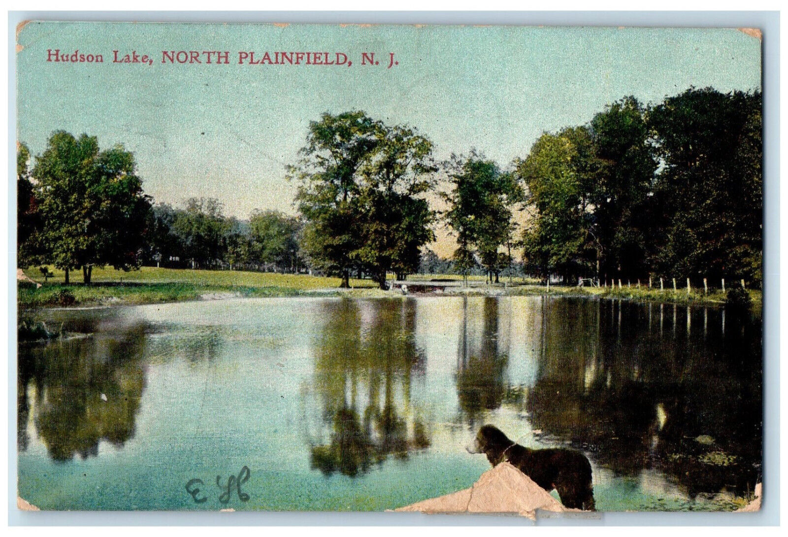 1911 Scenic View Of Hudson Lake North Plainfield New Jersey NJ Antique Postcard