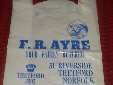 F R AYRE BUTCHER Shop Advertising Meat Market Bag THETFORD Norfolk ENGLAND 1980 picture