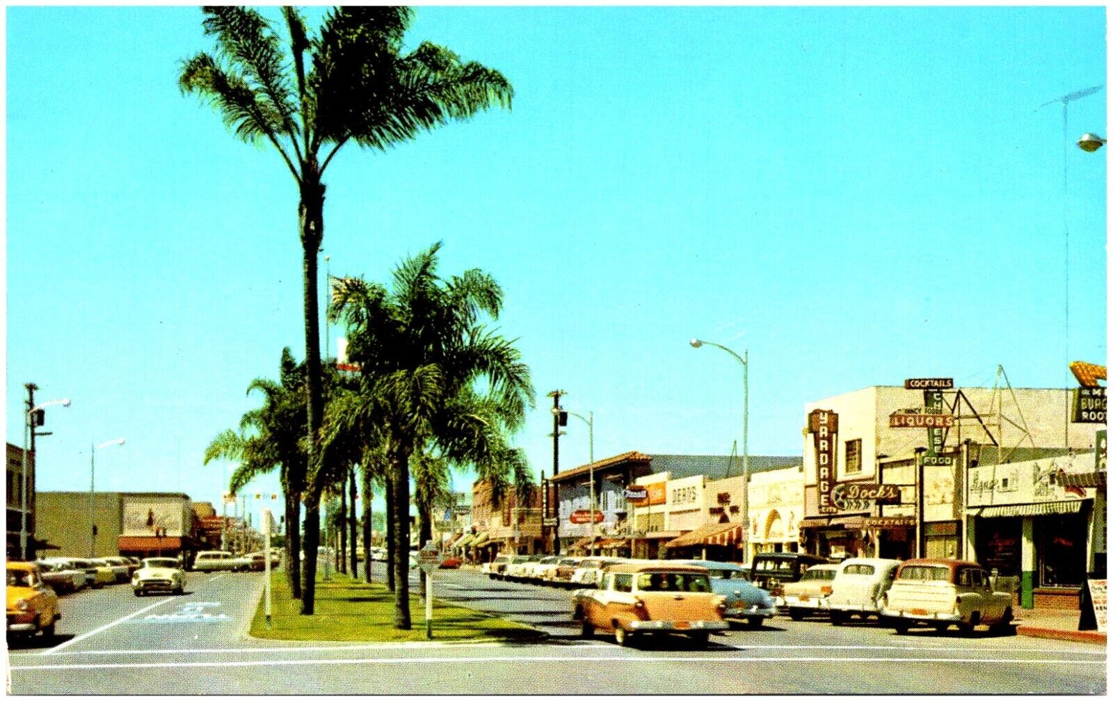 Vintage Postcard Chula Vista CA San Diego Cty Third Ave, Old Cars Shopfronts