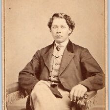 c1860s Westfield, Mass. Handsome Young Man CdV Photo Card Collins Gallery MA H20 picture