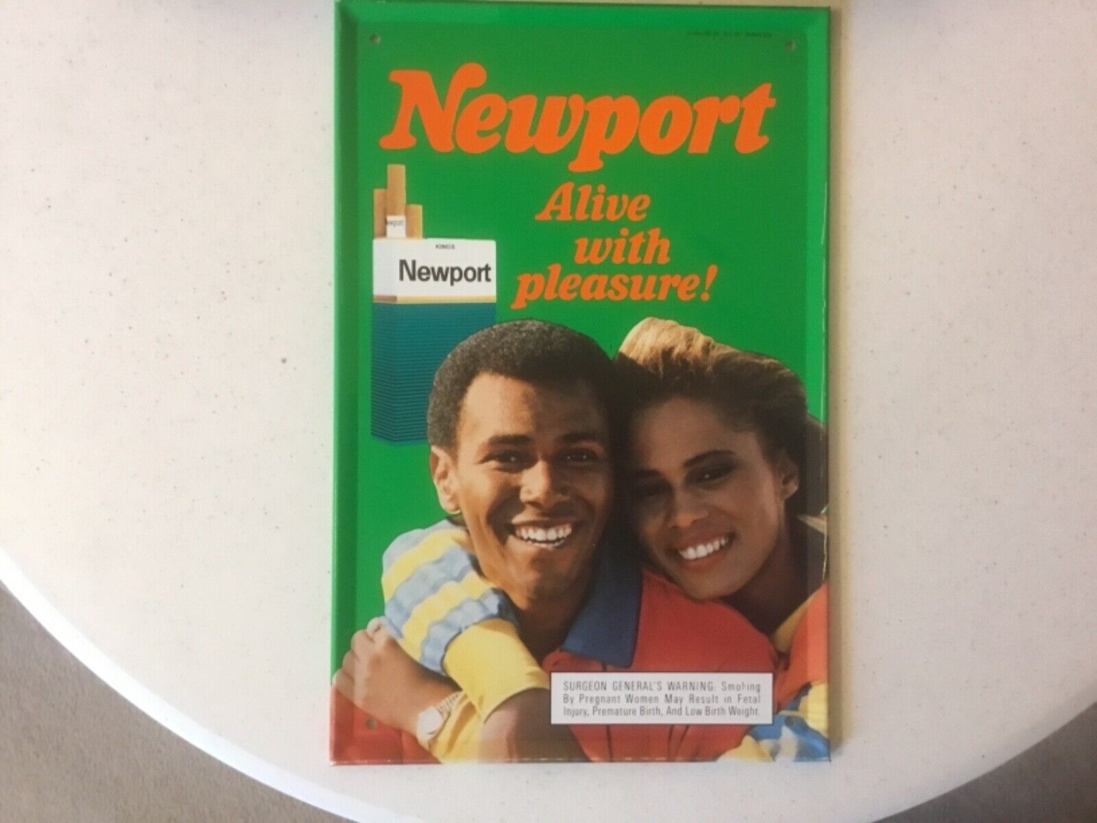 NEWPORT METAL SIGN [14X9]. OUT OF BOX{SHOWN} 1987. SIGN ONLY. NOT BOX. NICE.    