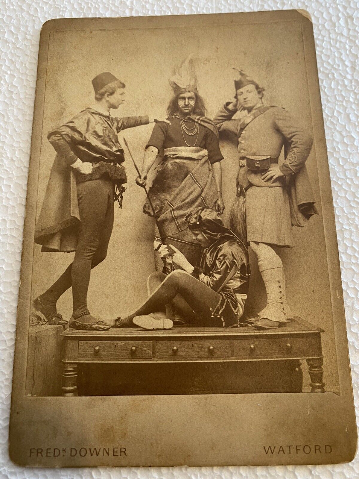 1800’s? costume photo indian jester irish Fred k downer watford cabinet card