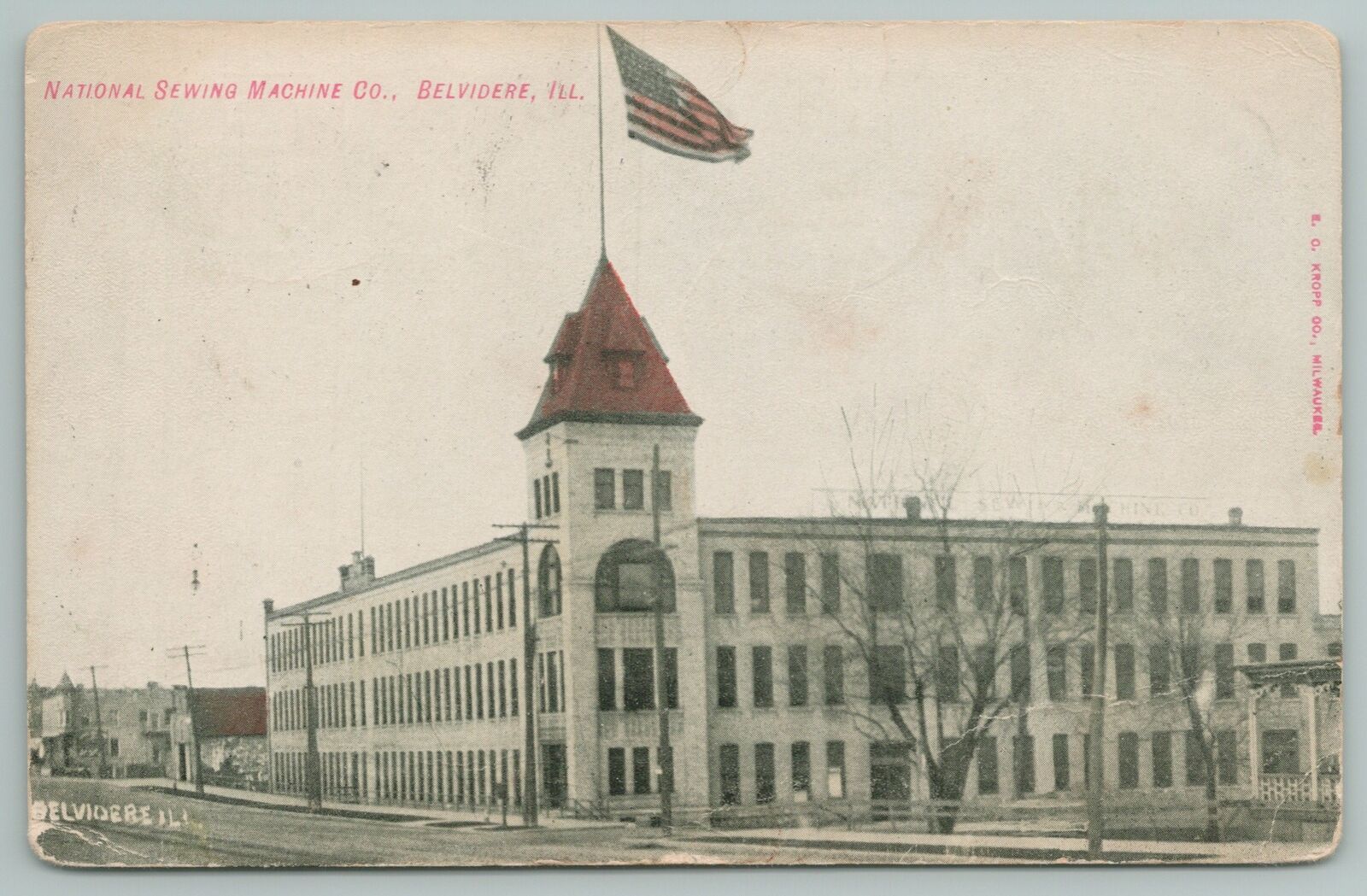 Belvidere Illinois~National Sewing Machine Co Factory~Main Street~c1910