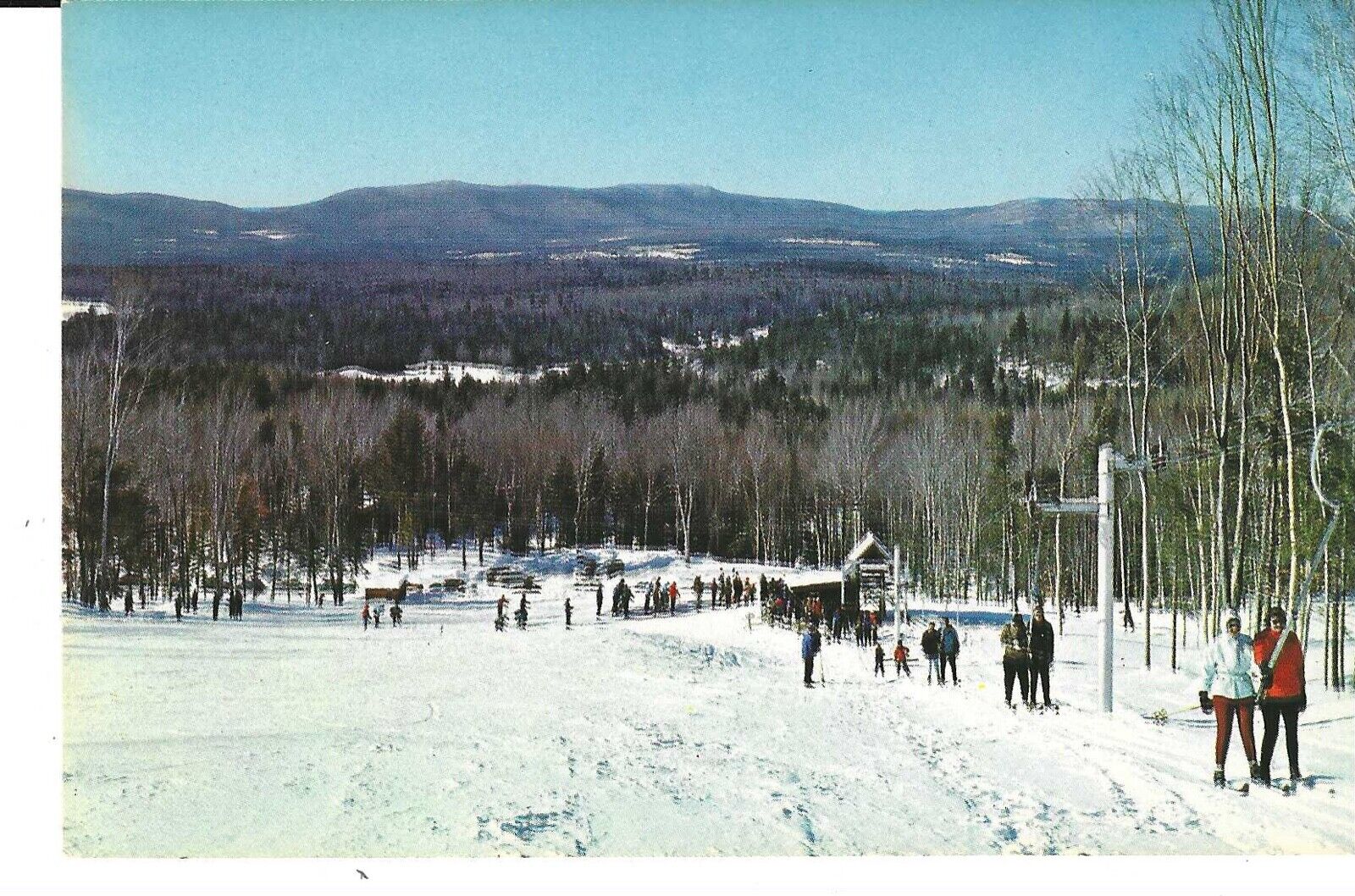  POSTCARD SKIERS ON THE T-BAR LIFT MAGIC MOUNTAIN LONDONDERRY VERMONT