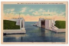 Lake Okeechobee Florida c1930's gates on levee for controlling water picture