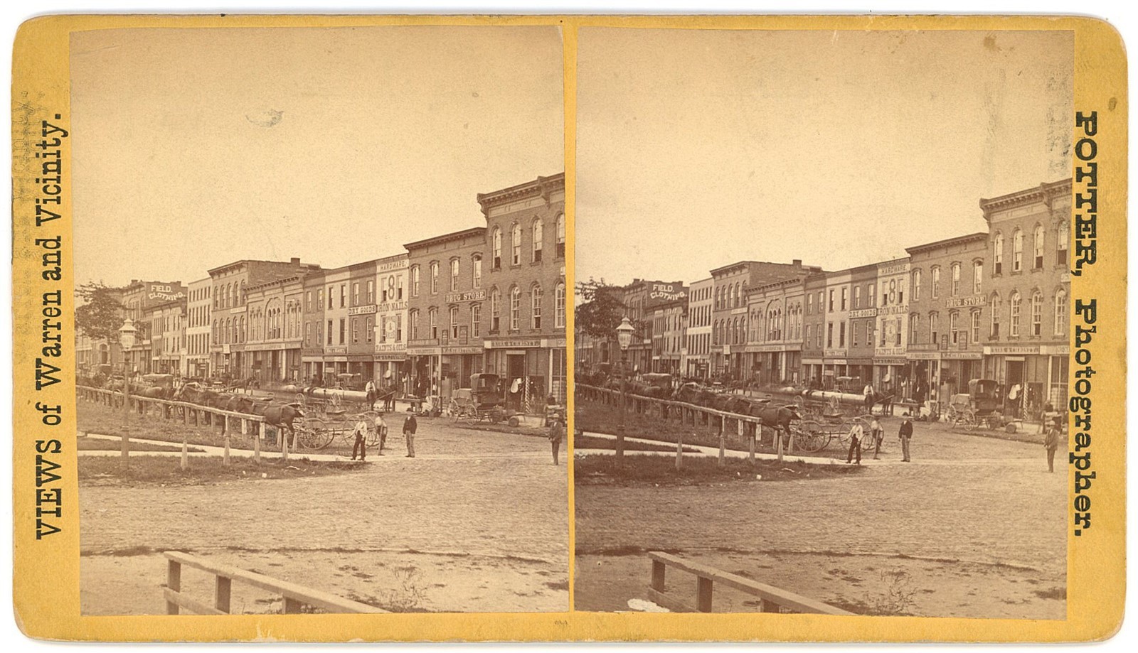 OHIO STEREOVIEW - Warren - Market Street - Homer A Potter 1880s RARE OHIO STEREOVIEW - Warren - Market Street - Homer A Potter 1880s RARE