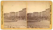 OHIO STEREOVIEW - Warren - Market Street - Homer A Potter 1880s RARE picture