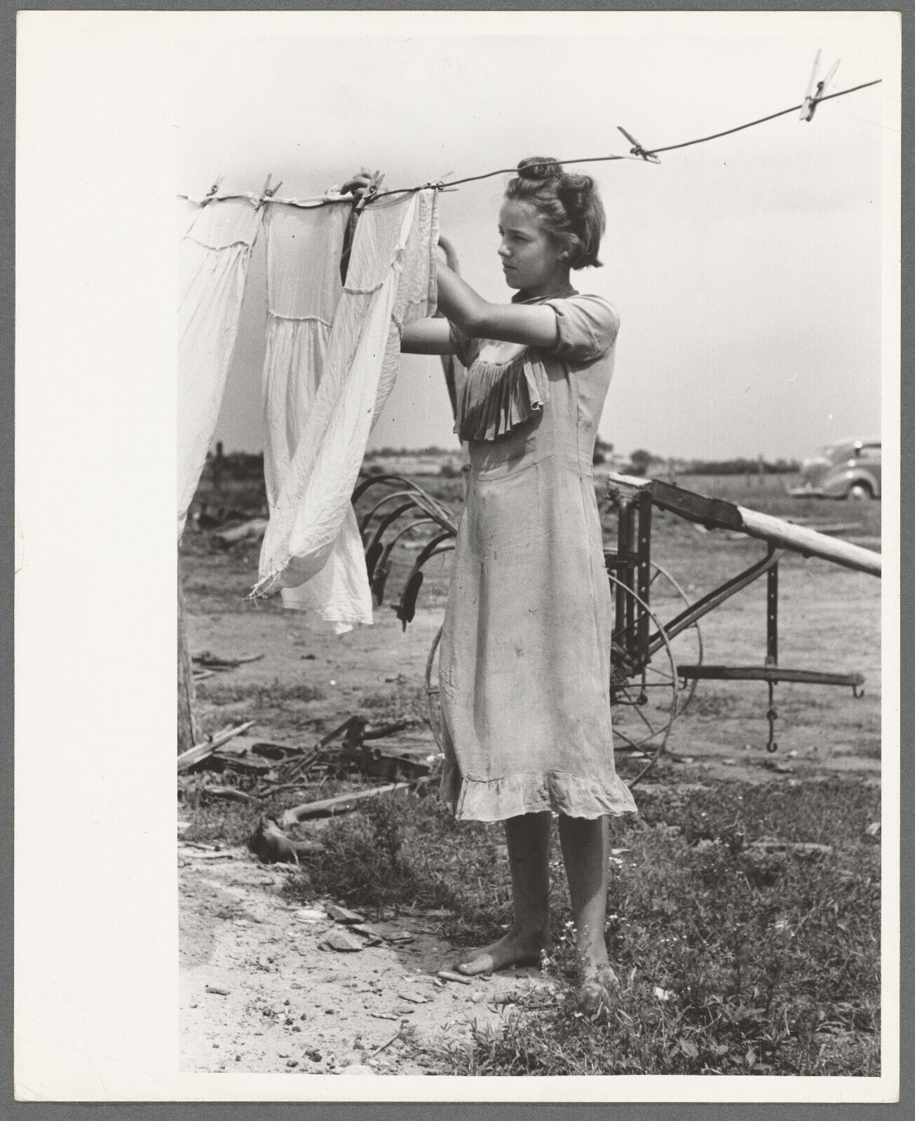 Old Photo, 1930\'s Hanging up clothes near Warner, Oklahoma 58025440