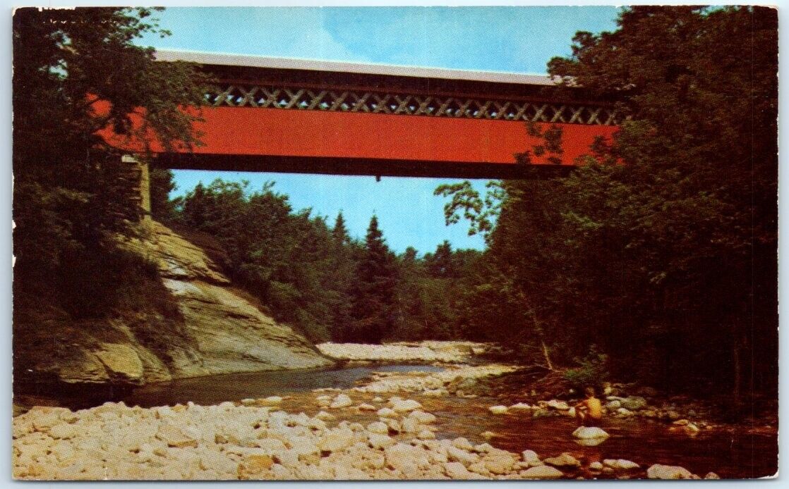Postcard Chiselville Covered Bridge Roaring Branch Vermont USA North America