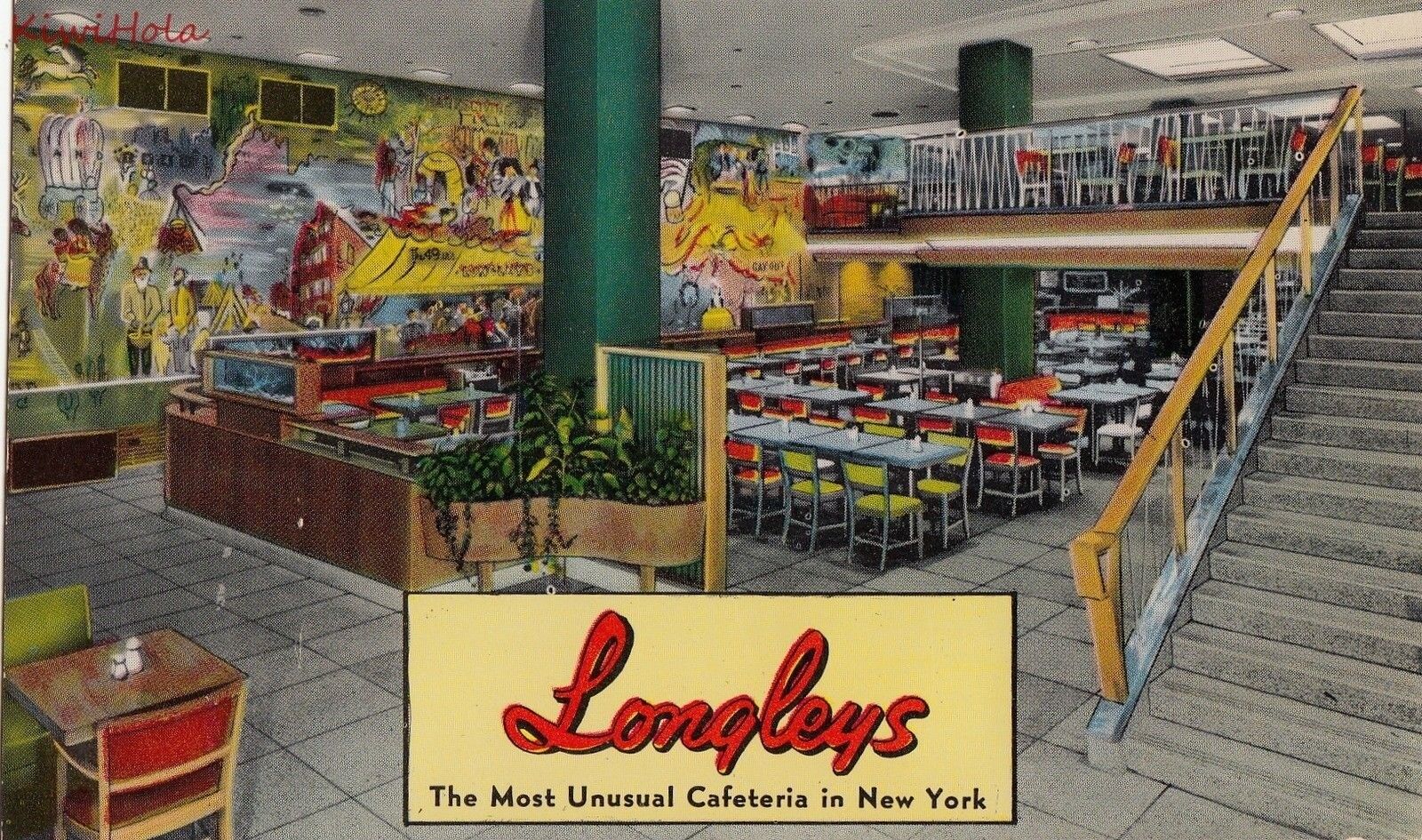 Postcard Longleys Most Unusual Cafeteria New York NY