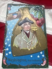George Washington's Birthday Postcard Cherry Tree axe 4th of July Independene picture