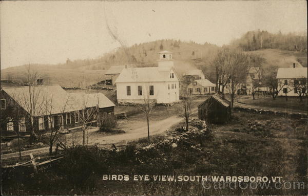 RPPC South Wardsboro,VT Birds Eye VIew of Town Windham County Vermont Postcard