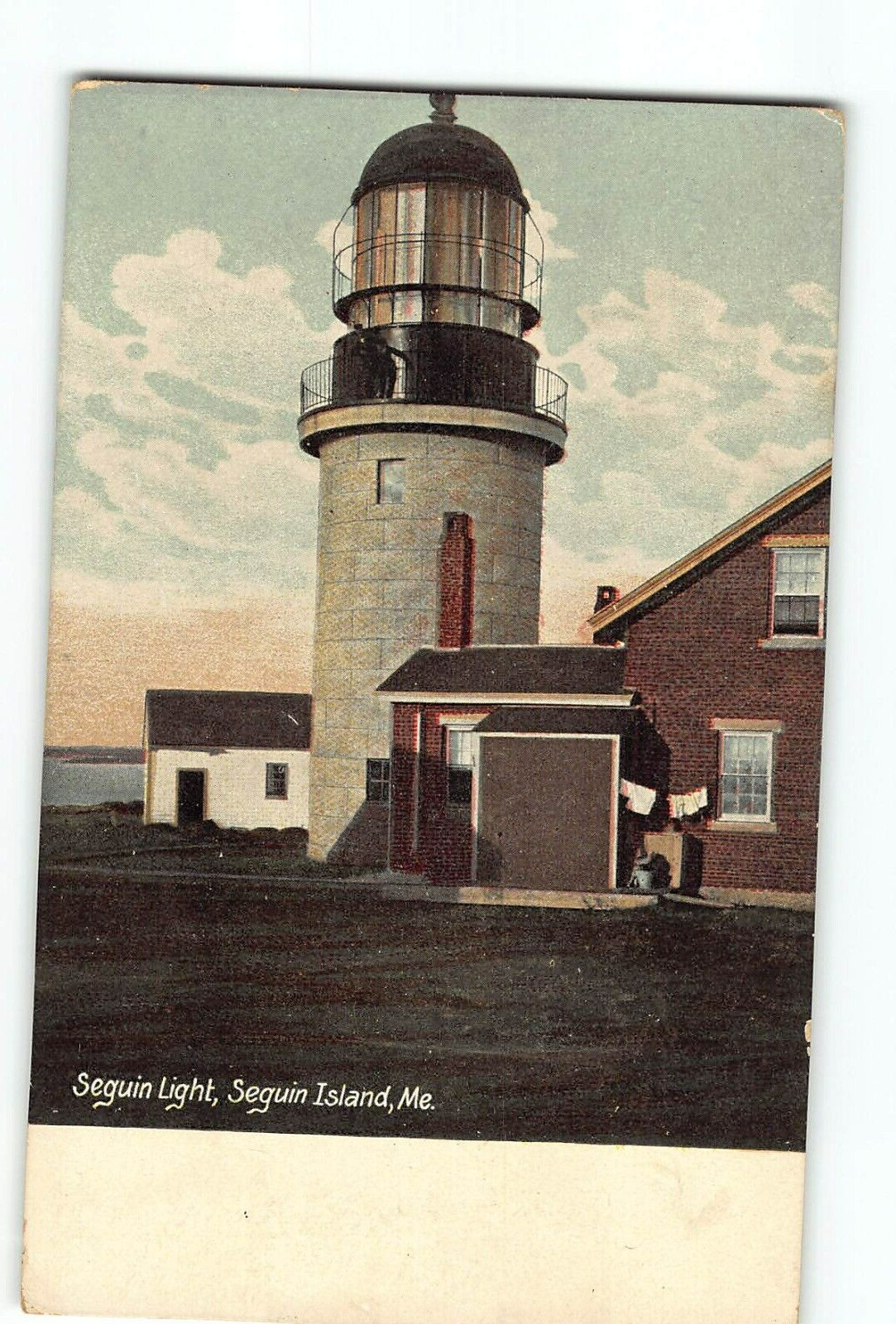 Old Vintage 1913 Postcard of Seguin Light Seguin Island Maine