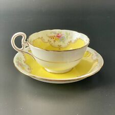 Royal Grafton Bone China Yellow Tea Cup Saucer Pink Blue Yellow Flowers England picture