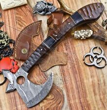 Custom Forged Damascus Steel Clever Chopper Axe Knife Walnut Wood Louis Martin picture