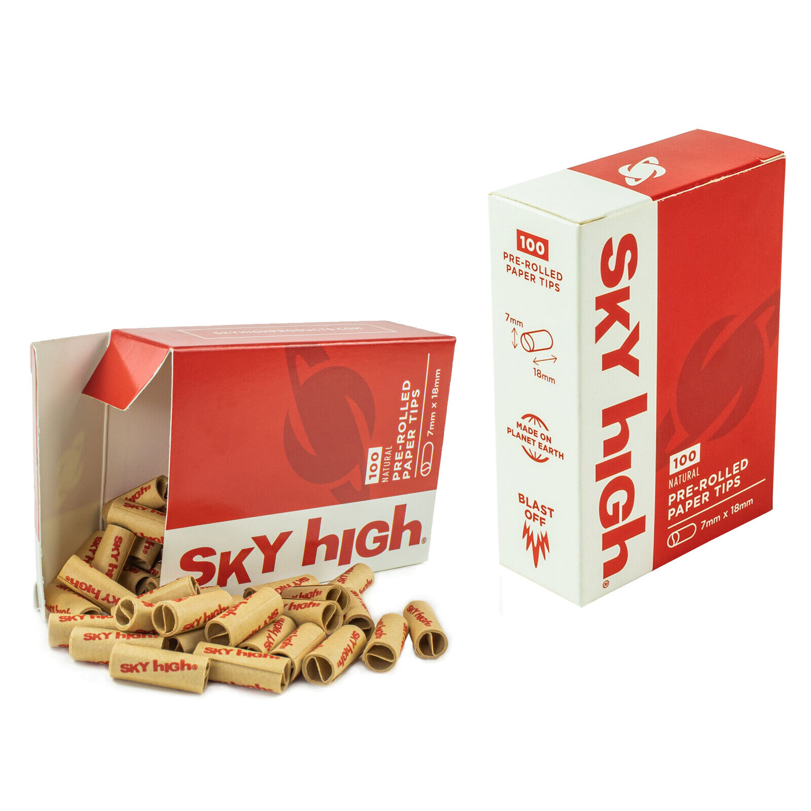 Sky High Pre-Rolled Paper Tips 7mm x 18mm  - 200 Natural Cigarette Filter Tips