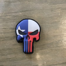 Lone Star State Texas Flag Skull PVC Patch Hook & Loop Uniform Waterproof picture