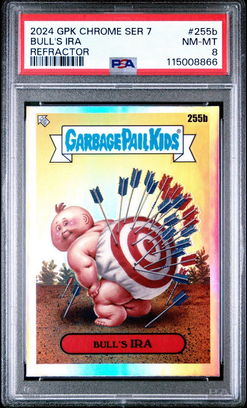 2024 Garbage Pail Kids Chrome Series 7 Refractor Bulls Ira PSA 8