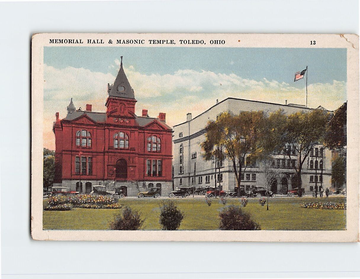 Postcard Memorial Hall and Masonic Temple Toledo Ohio USA