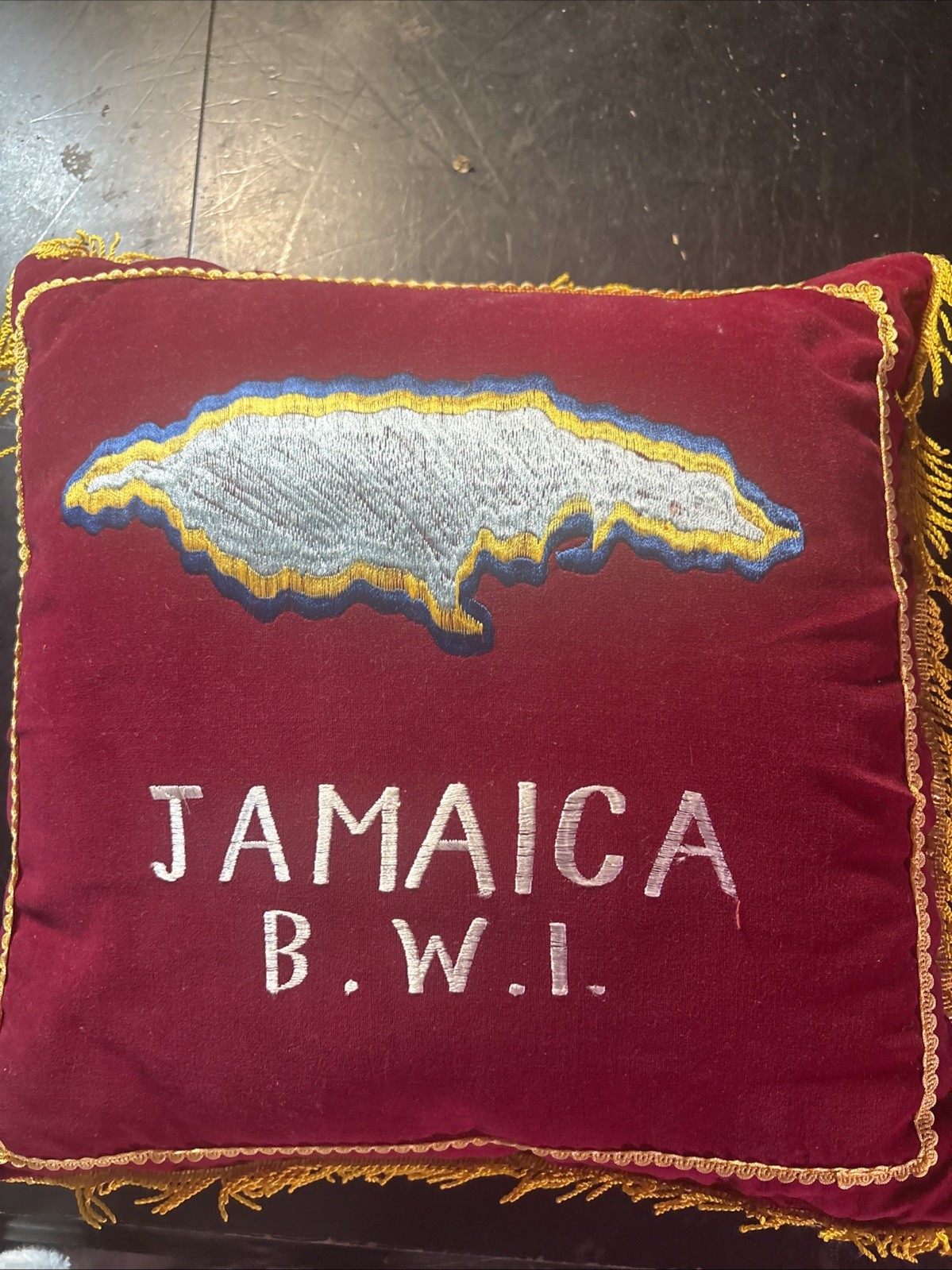 Vintage Mid-century Souvenir Pillow From Jamaica Vintage Mid-century Souvenir Pillow From Jamaica