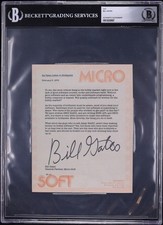 Bill Gates Signed Microsoft 1976 Open Letter To Hobbyists Beckett Auth. picture