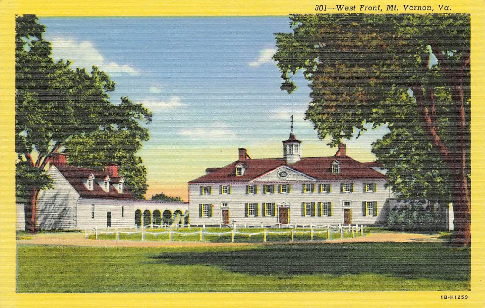 West Front, My Vernon, Virginia, Linen, Unposted West Front, My Vernon, Virginia, Linen, Unposted