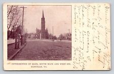 c1905 Interdsection of Main South Main West Streets Danville Virginia P738 picture