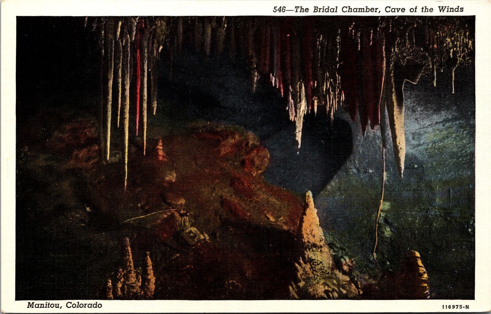 The Bridal Chamber Cave Of The Winds Manitou Colorado 1946 Sanborn Postcard
