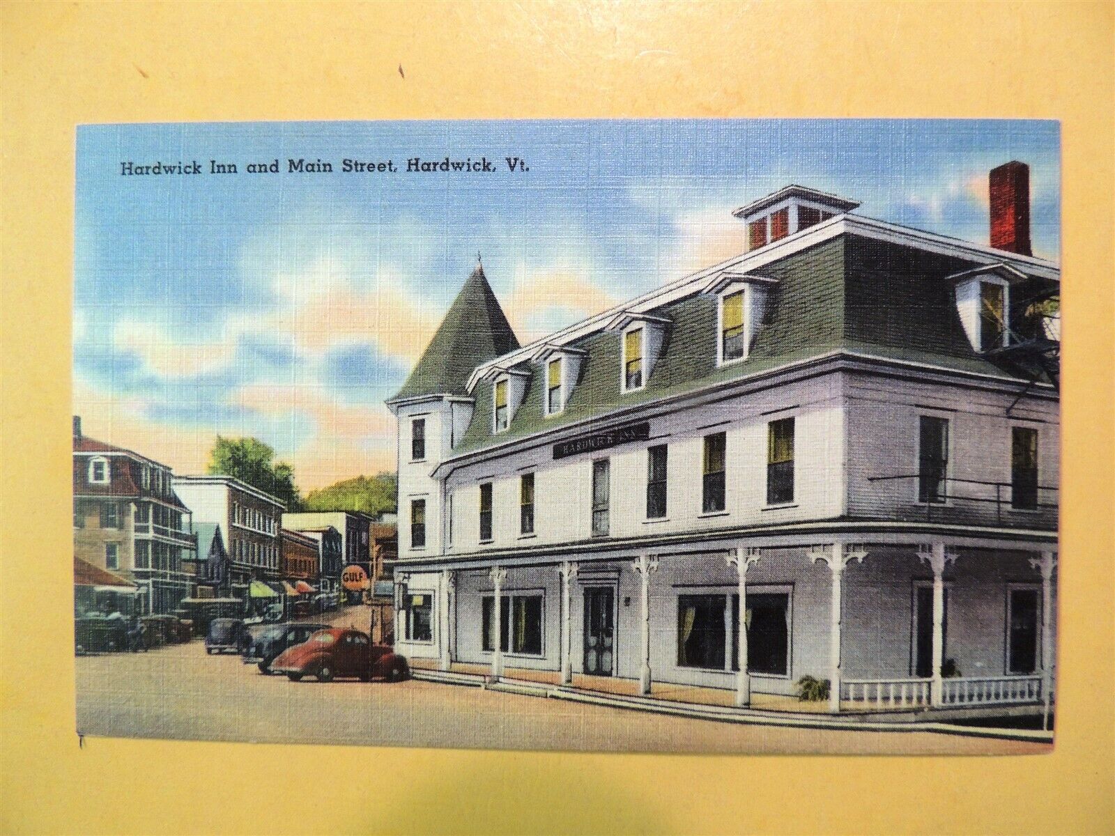 Hardwick Vermont vintage linen postcard Main Street & Hardwick Inn