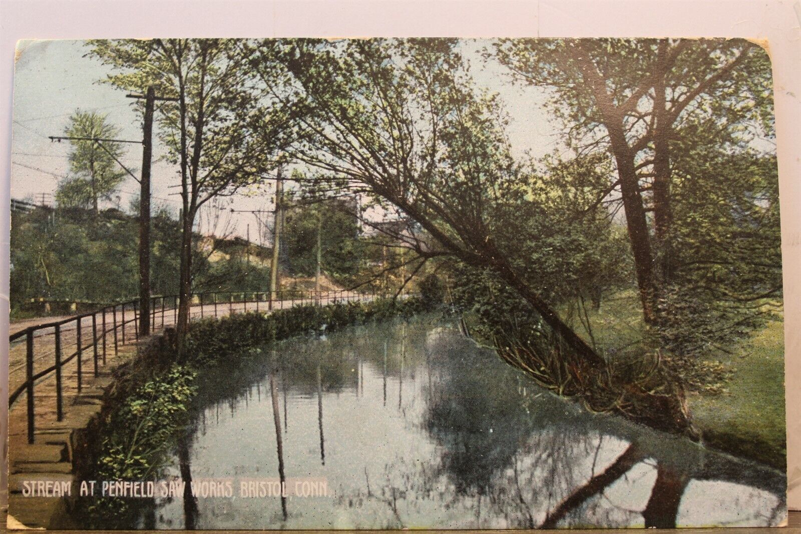 Connecticut CT Bristol Penfield Saw Works Stream Postcard Old Vintage Card View