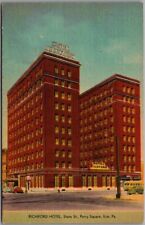 ERIE, Pennsylvania Postcard RICHFORD HOTEL State Street Perry Square Linen 1940s picture
