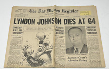 1973 Lyndon Johnson Dies At 64 Newspaper Supreme Court Ruling Abortion picture