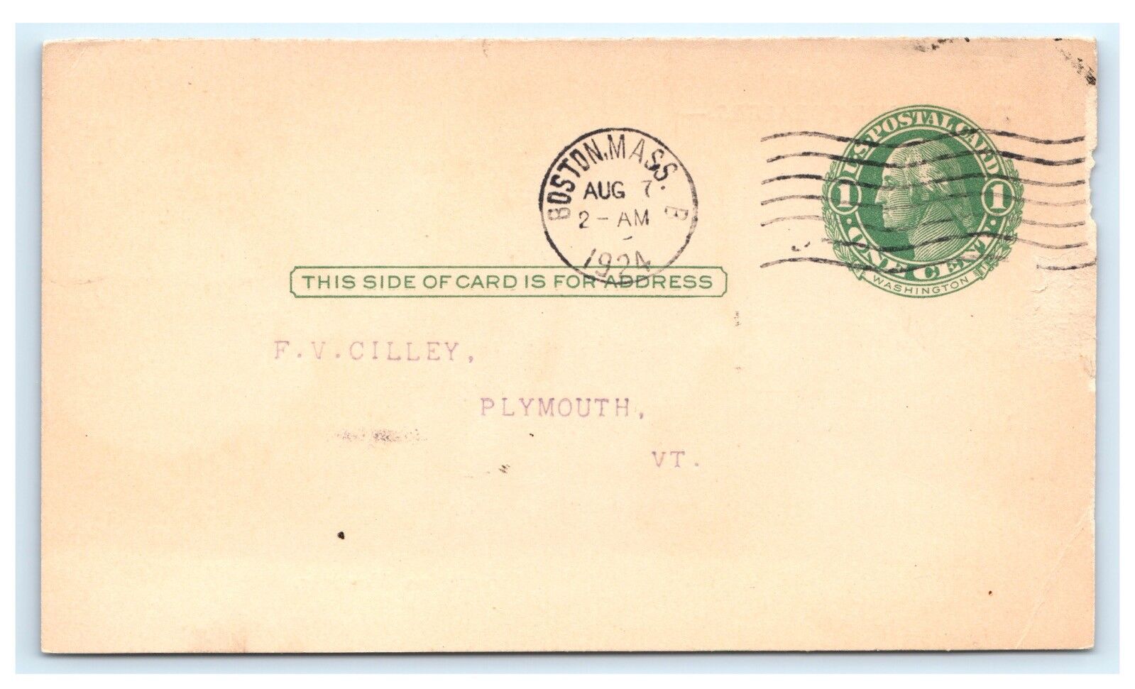 Florence Cilley Store Plymouth VT Boston Post Newsdealer Postcard 1924 A13