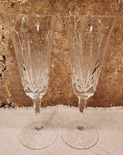 Gorham Crystal Cherrywood Clear Champagne Flute's Set Of Two 7-5/8
