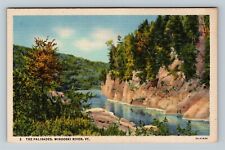 Winooski River VT, The Palisades, Linen Vermont Postcard picture