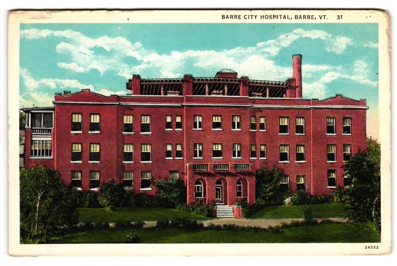 Barre City Hospital Vermont VT Unposted Postcard
