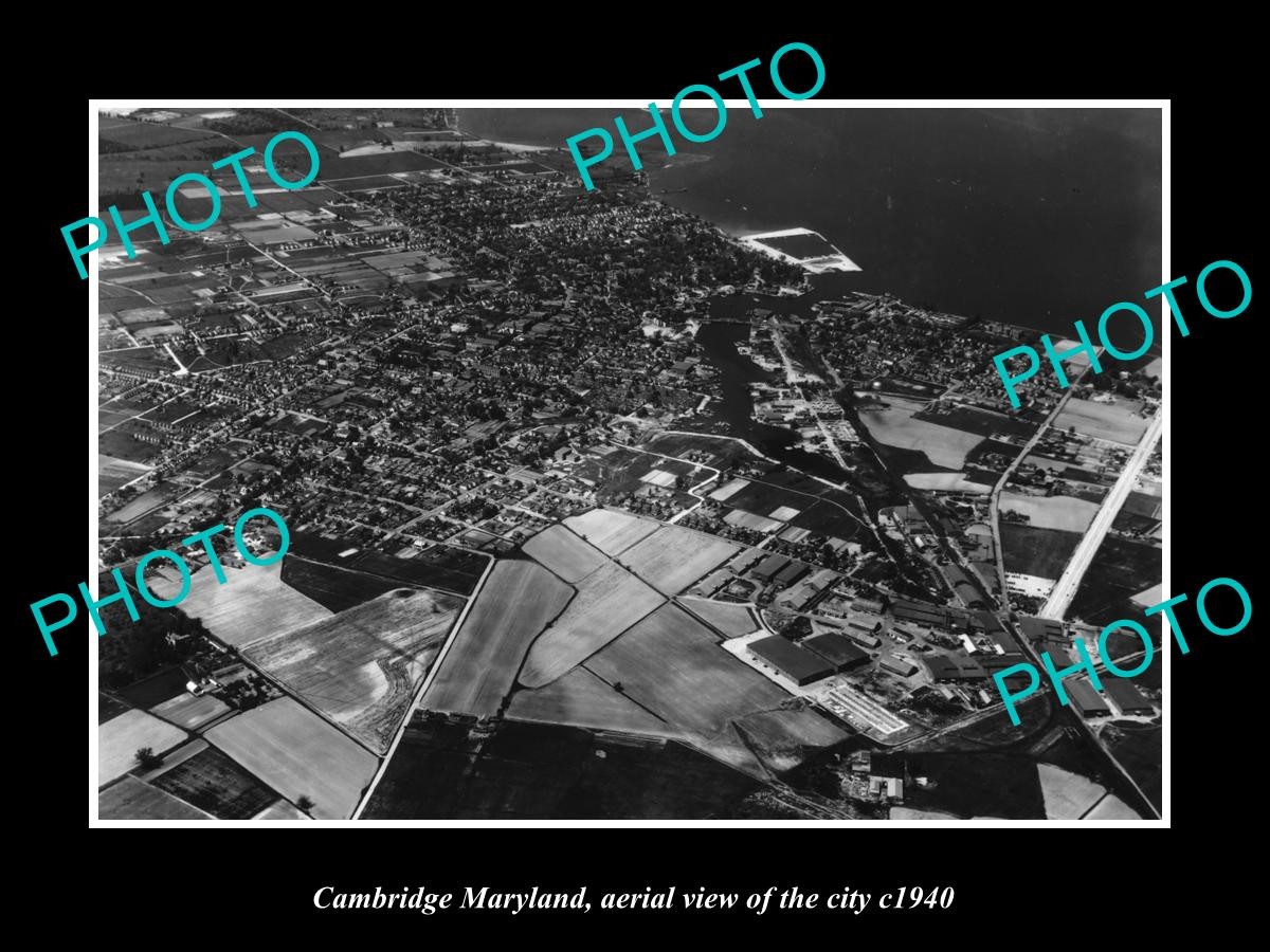 Cambridge Maryland Aerial View Of The City c1940 1 Large Historic Old Photo Cambridge Maryland Aerial View Of The City c1940 1 Large Historic Old Photo