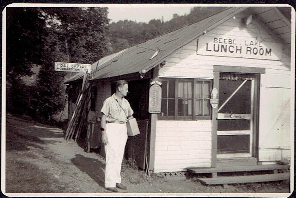 c1940 Snapshot BEEBE LAKE (Pond) LUNCH ROOM & POST OFFICE Hubbardton VT Details