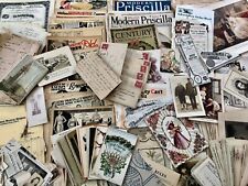 VICTORIAN SCRAP 100s PAPER Ephemera Letters Receipts Checks Ads Card Antique Lot picture