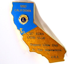 Vintage Mt Eden Lions Club Lapel Pin California 1960 Gold Tone Map Design picture